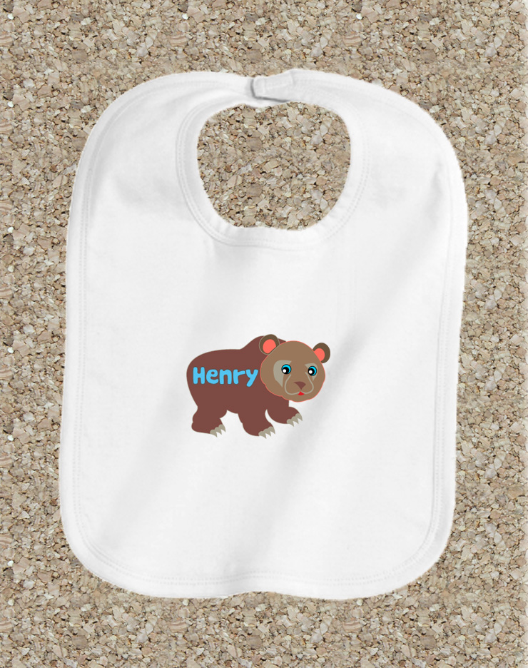 Baby Clothes, Baby Bib, Personalized Bib, White Cotton Bib, Baby Shower